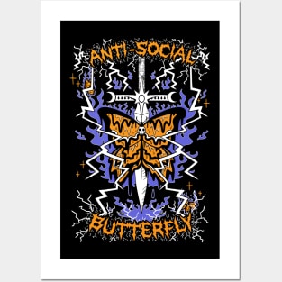 Anti-Social Butterfly (orange) Posters and Art